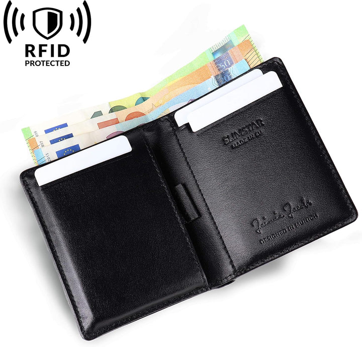 Jaimie Jacobs SLIMSTAR Geldbeutel dünne Geldbörse Leder Slim Wallet Hochformat Herren (Lochleder Sch
