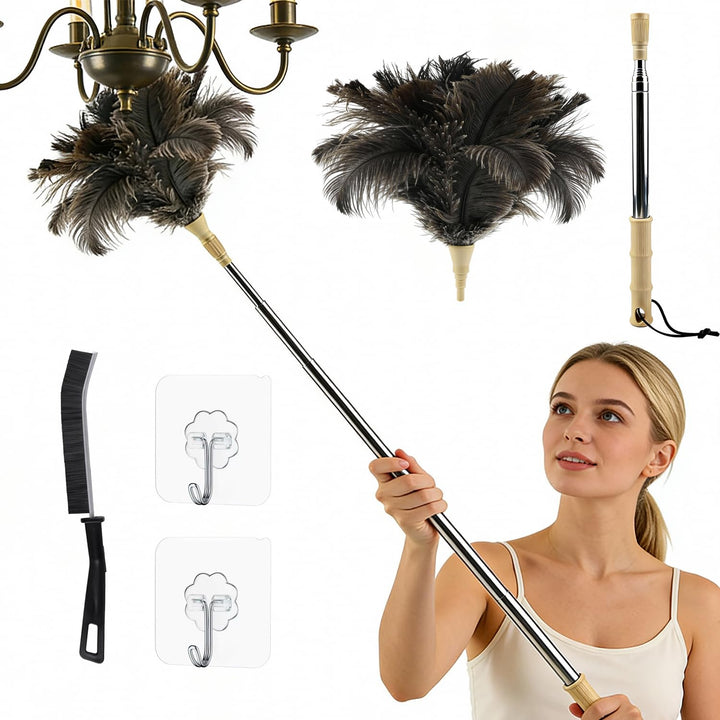 Duster Ostrich Feathers Staubwedel Straussenfedern, staubwedel Teleskopstange Straussenfedern Reinig