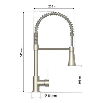 EISL LEON Spiralfeder-Küchenarmatur Edelstahl mit ausziehbarer Geschirrbrause, Wasserhahn Küche mit