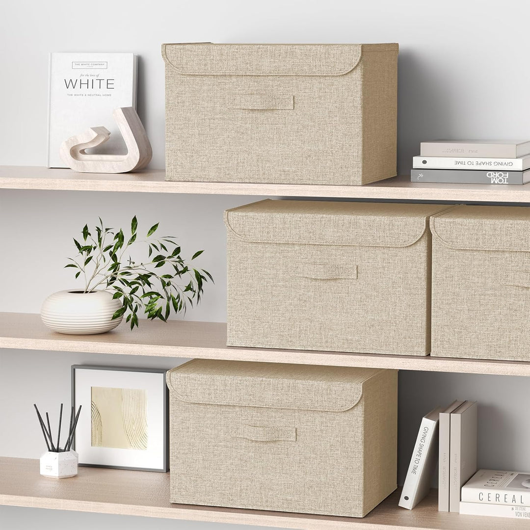 Homsorout Aufbewahrungsbox mit Deckel 2 Stück, Faltbare Aufbewahrungskiste mit Griff, faltbox mit de