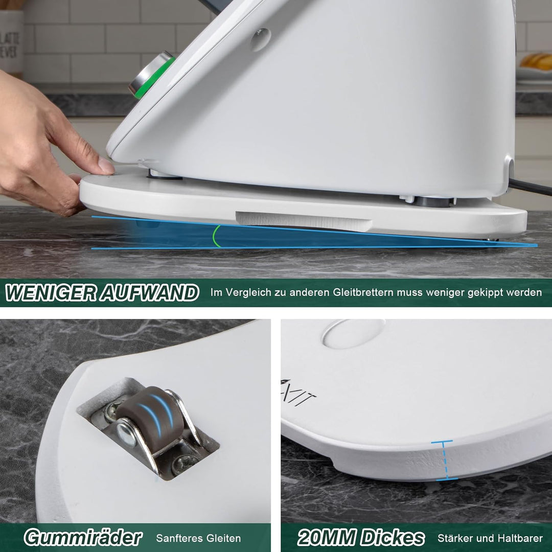 ANBOXIT Gleitbrett für Thermomix TM6/TM5, Brett für Thermomix mit Rollen, Leicht Gleitendes Bambus R