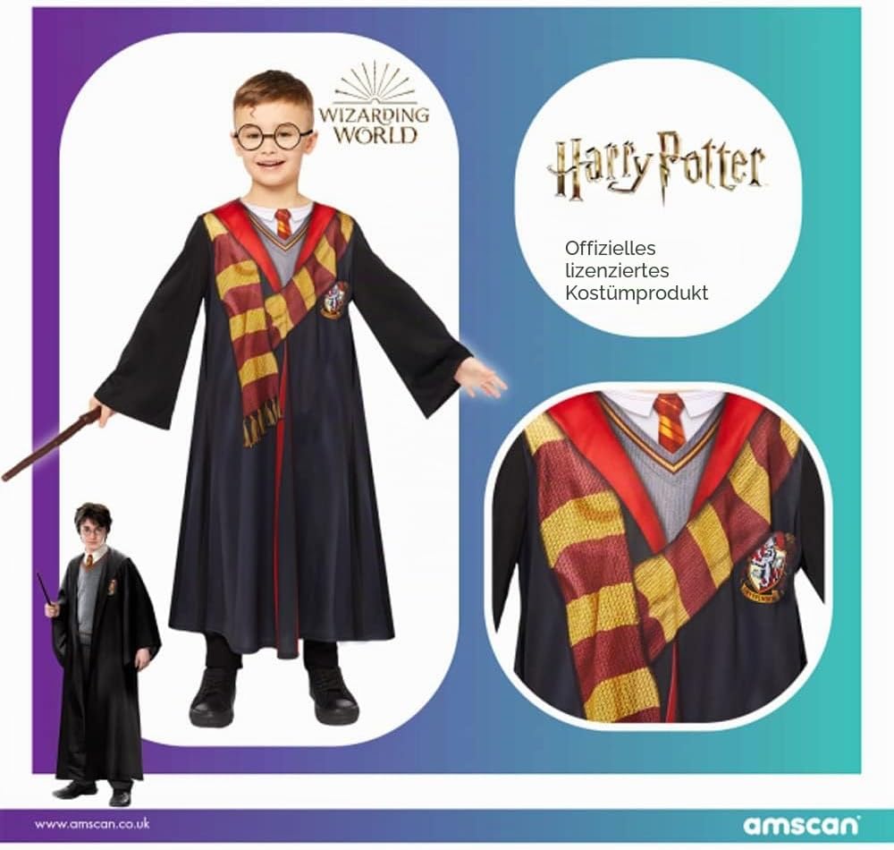 Amscan - Kinderkostüm Harry Potter, Hogwarts, Gryffindor, Magier, Zauberer, Karneval, Fasching 146,