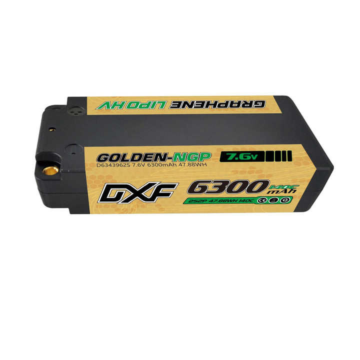 DXF 2S Kurzer LiPo Akku 7.6V 140C 6300mAh HV Hardcase GOLDEN NGP RC Batterie mit 5mm Kugel to Deans