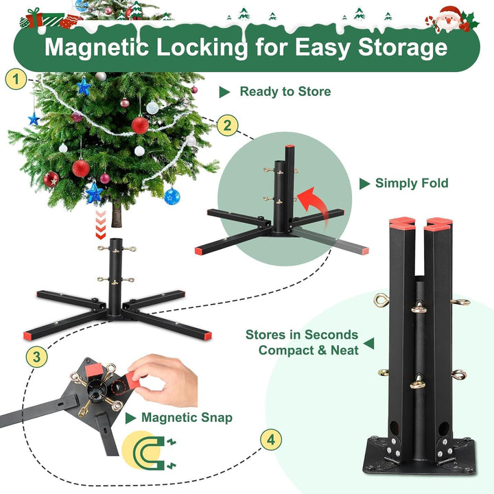Weihnachtsbaumständer, Christbaumständer für künstliche Bäume mit magnetischer Aufbewahrung – Robust