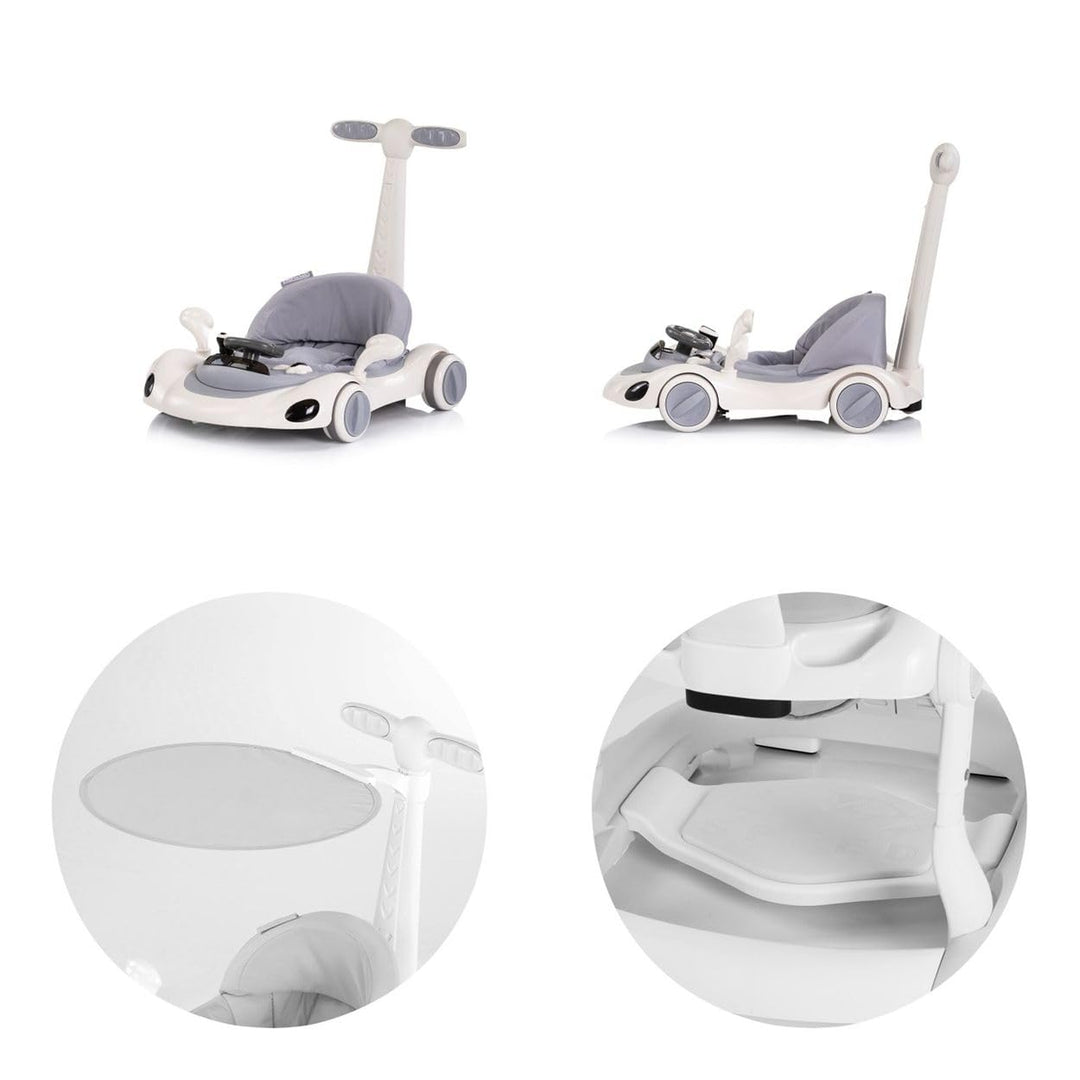 Chipolino Lauflernhilfe Happy Walker 5 in 1 Schaukelfunktion Musik Lichter Räder grau, grau