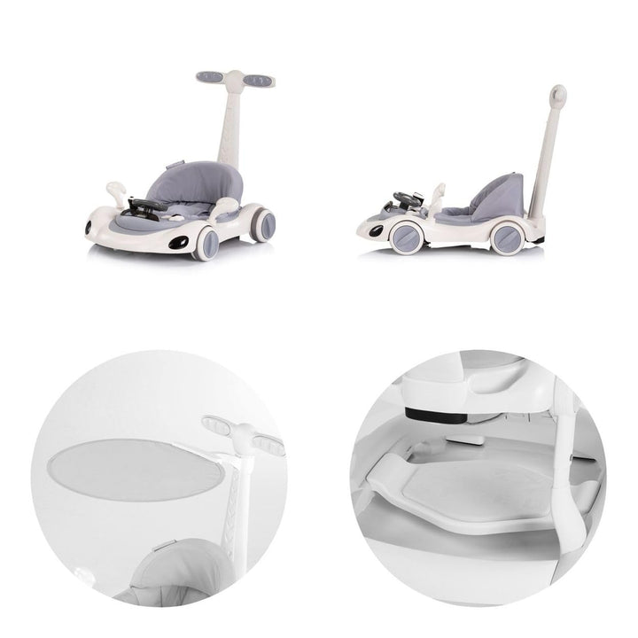 Chipolino Lauflernhilfe Happy Walker 5 in 1 Schaukelfunktion Musik Lichter Räder grau, grau