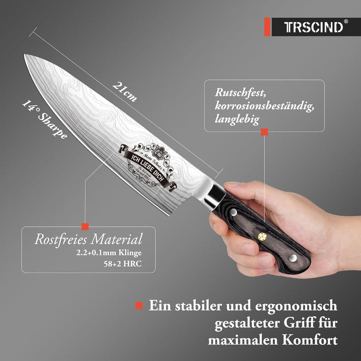 TRSCIND Küchenmesser, Partner Weihnachten Geschenke, Geschenk für Freund, Jahrestag Geschenk für Ihn