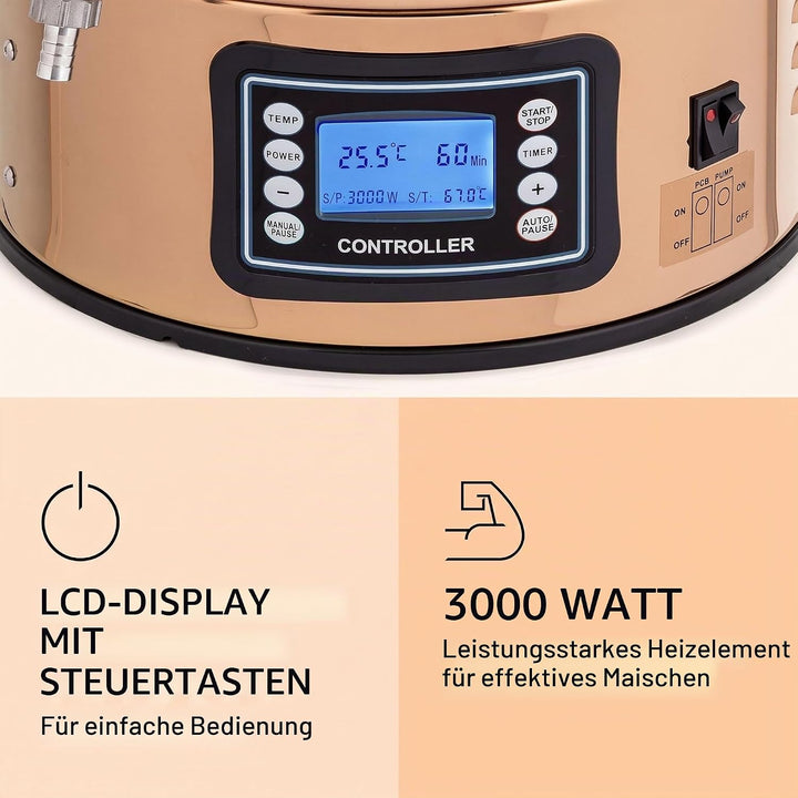 Klarstein Mundschenk Maischekessel Copper 30 Liters 30 Liters Copper, 30 Liters Copper