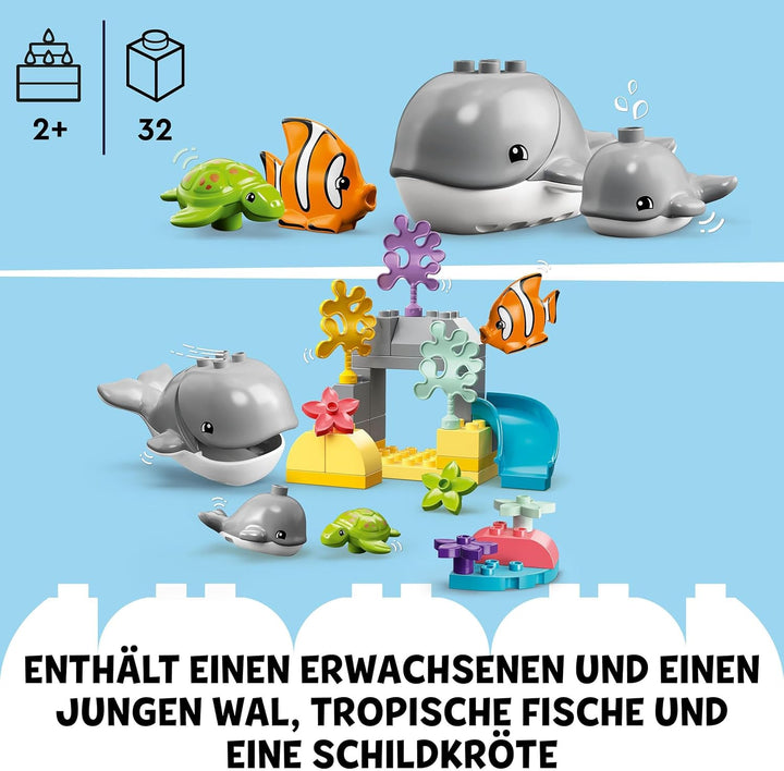 LEGO 10972 DUPLO Wilde Tiere des Ozeans, Lernspielzeug ab 2 Jahre, Spielzeug-Set für Kleinkinder mit