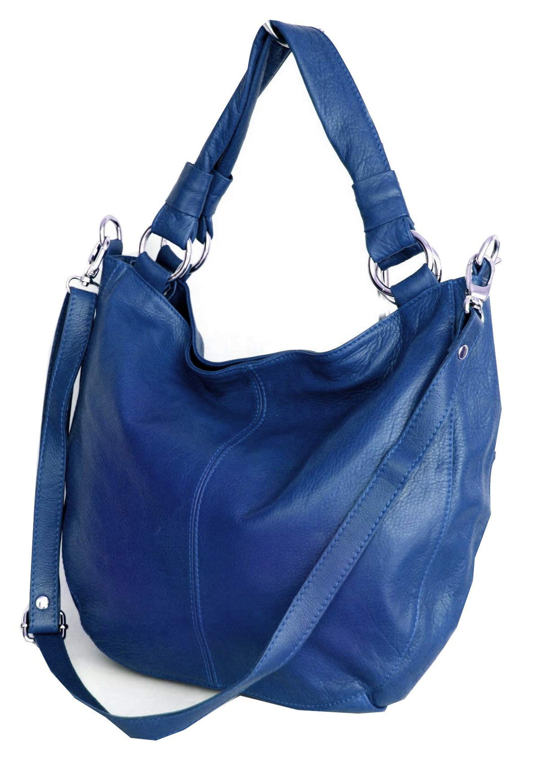fashion-formel Leder- Henkel- / Umhängetasche Shopper (DIN A4) aus echt.Nappaleder Italy Royalblau,