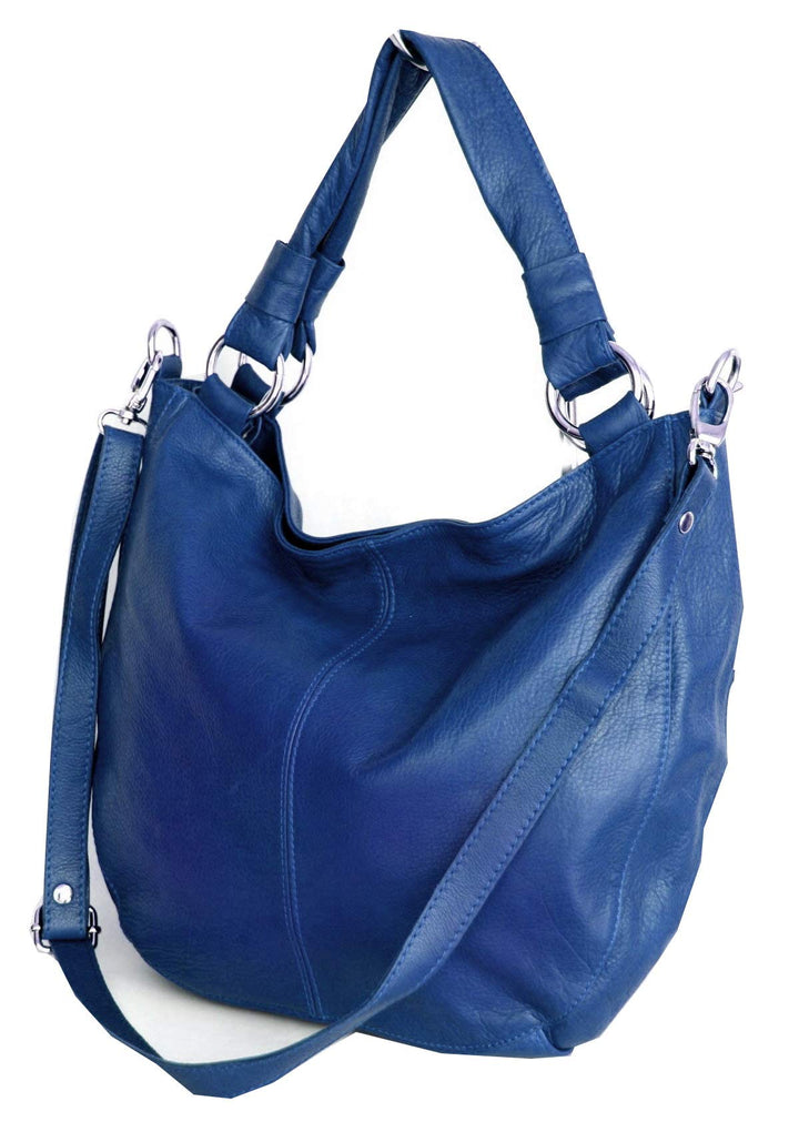 fashion-formel Leder- Henkel- / Umhängetasche Shopper (DIN A4) aus echt.Nappaleder Italy Royalblau,