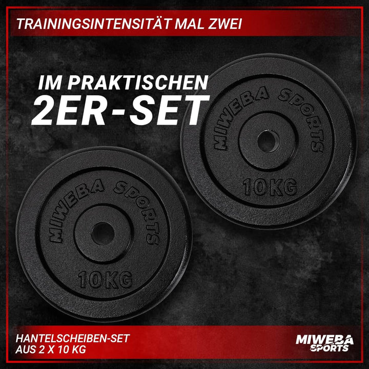 Miweba Sports Hantelscheiben Set HSG | 𝐏𝐫𝐨𝐟𝐢 Hanteln - 1.25-10.0 Kg Hantelscheibe - Hantel Scheiben