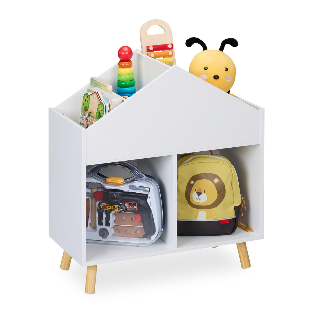 Relaxdays Kinderregal Haus, HxBxT: 64,5 x 60 x 30 cm, 6 Fächer, Aufbewahrungsregal Kinderzimmer, Hau