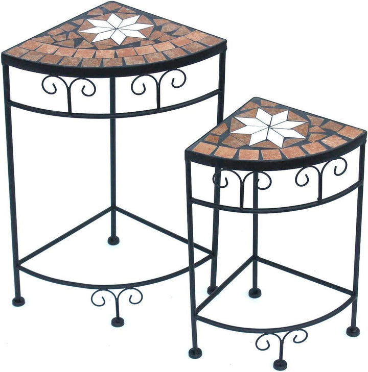 DanDiBo Blumenhocker Mosaik Eckregal 2er Set 42 und 52 cm Blumenständer 12013 Beistelltisch Pflanzen