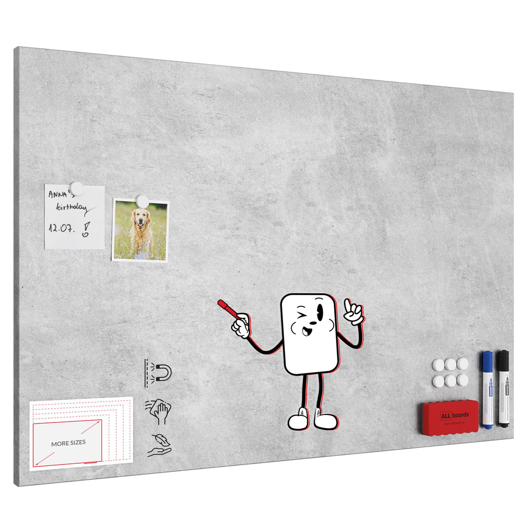 ALLboards METALboards Magnettafel, Beton II 90×60 cm + GRATIS Zubehörset 90x60cm Beton II, 90x60cm B