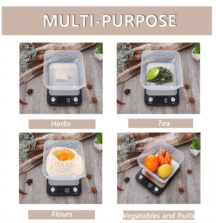 Lebensmittelwaage mit LED-Anzeige 7 Wiegeeinheiten 22lb Gewicht Kapazität Edelstahl Top für Meal Pre
