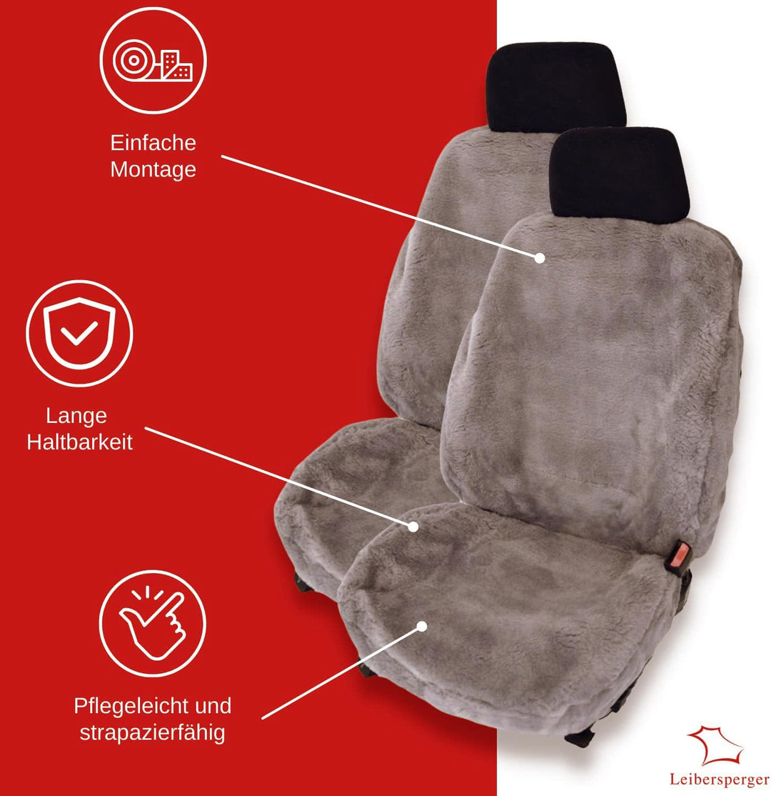 Leibersperger-Felle Autositzbezug/Autofell Premium aus hochwertigem Lammfell – 2 Stück – Universelle