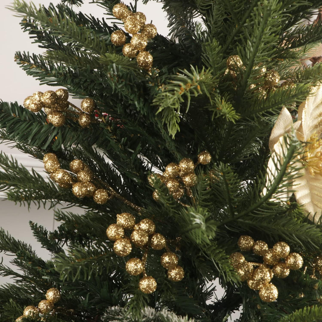 Fangoo 20 Pack 18cm Künstliche Goldene Beeren für Weihnachtsbaum Deko Stechpalmenbeeren Zweige Dekor