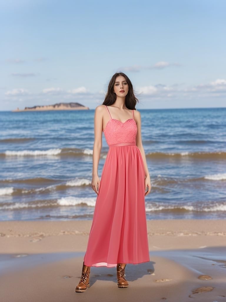 DRESSTELLS Damen Abendkleider Elegant für Hochzeit Brautjungfernkleider Lang Chiffon Brautjungfernkl