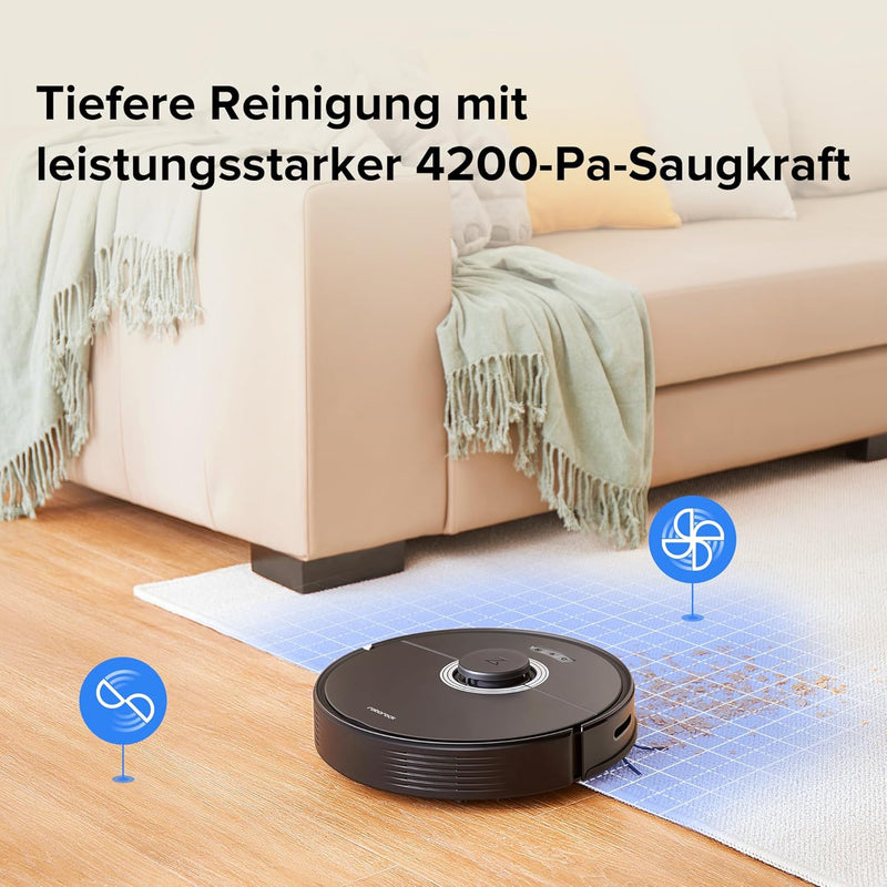 roborock Q7 Max+ Saugroboter mit Absaugstation, Vollgummibürste, 4200Pa Saugkraft, Staubsauger Wisch