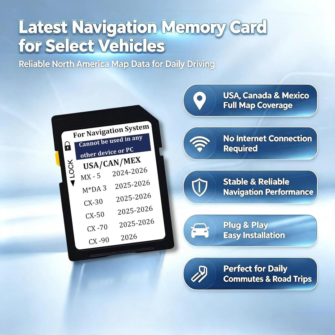 Navigations-Speicherkarte für 2025, GPS-Karte, kompatibel mit Mazda 3 (2025), MX-5 (2024), Cx-30 (20