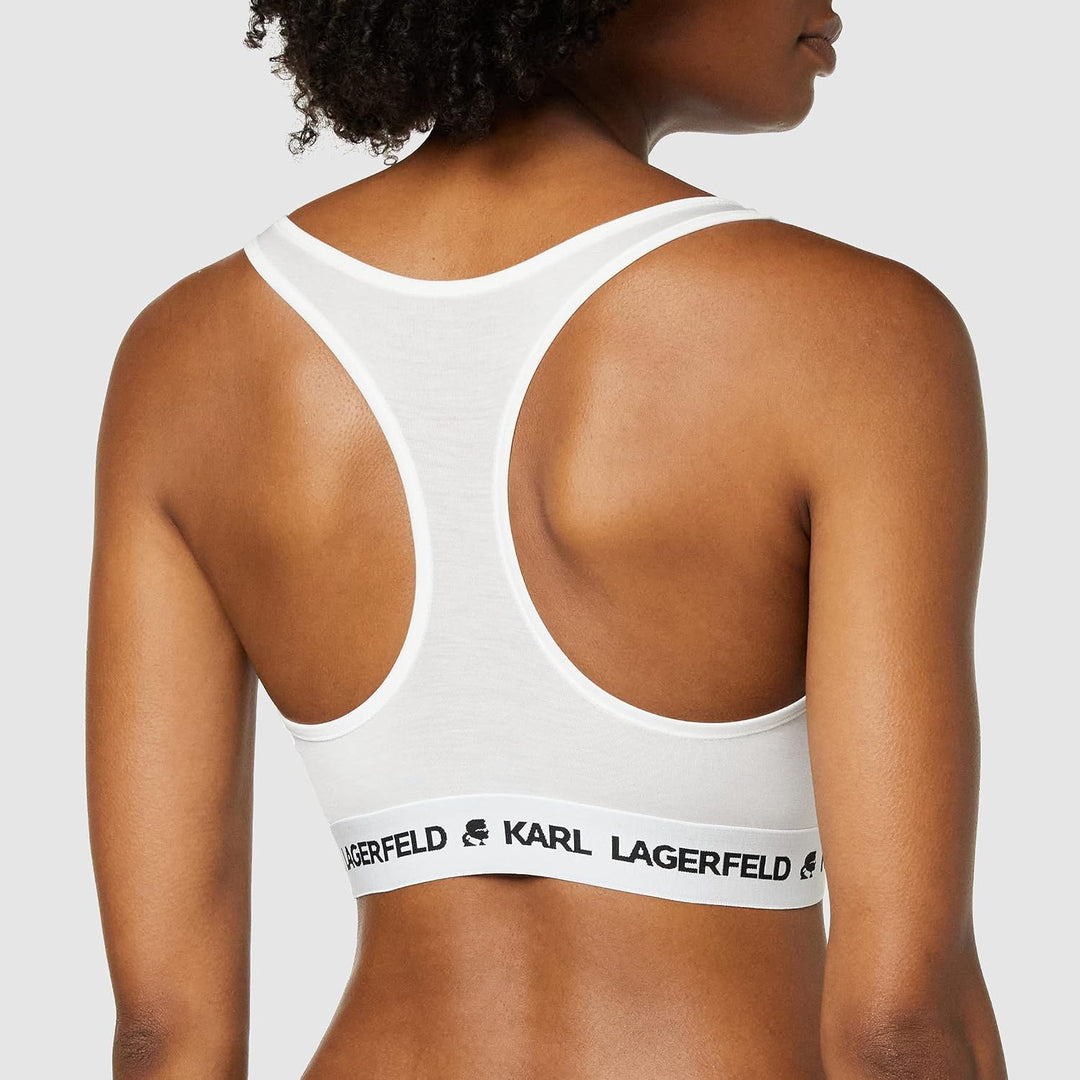 KARL LAGERFELD Damen Logo Bralette XS 100 Weiss, XS 100 Weiss