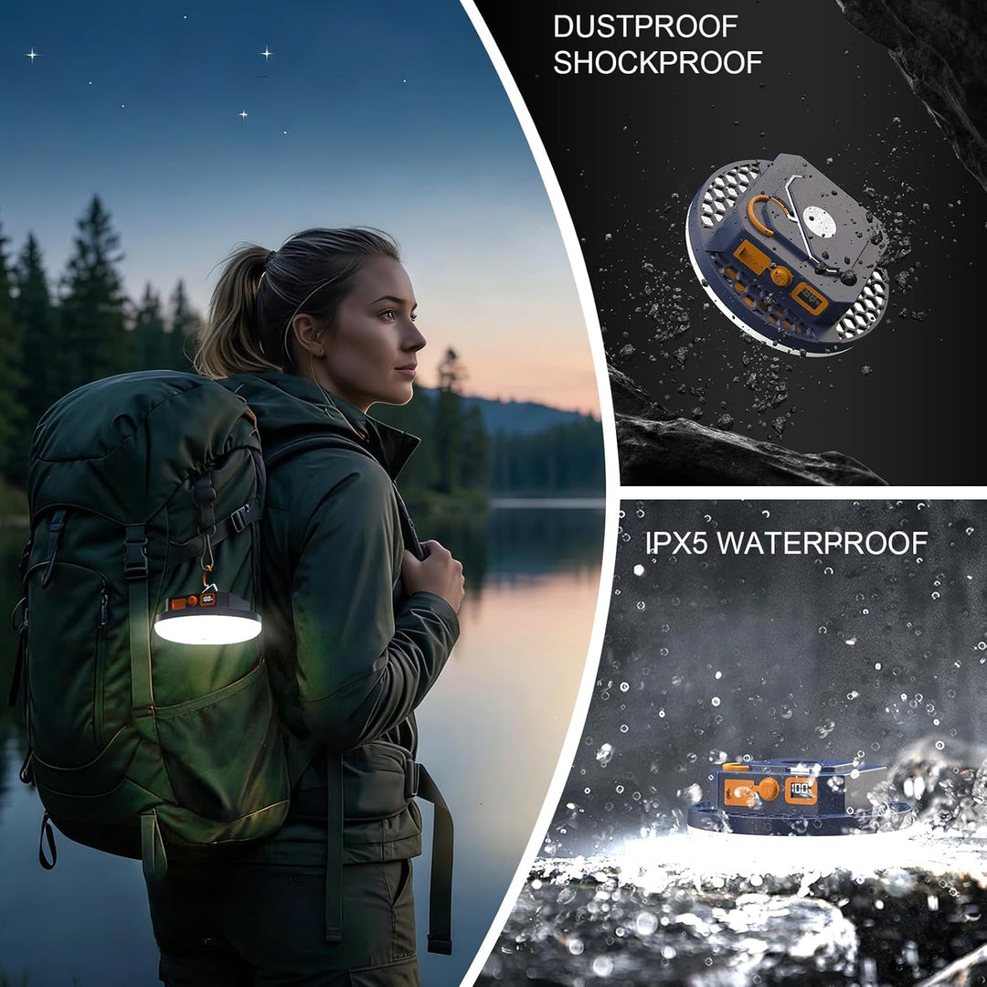 Campinglampe LED 2000 Lumen Camping Laterne mit 9900mAh Powerbank Aufladbar Zeltlampe, Suchscheinwer
