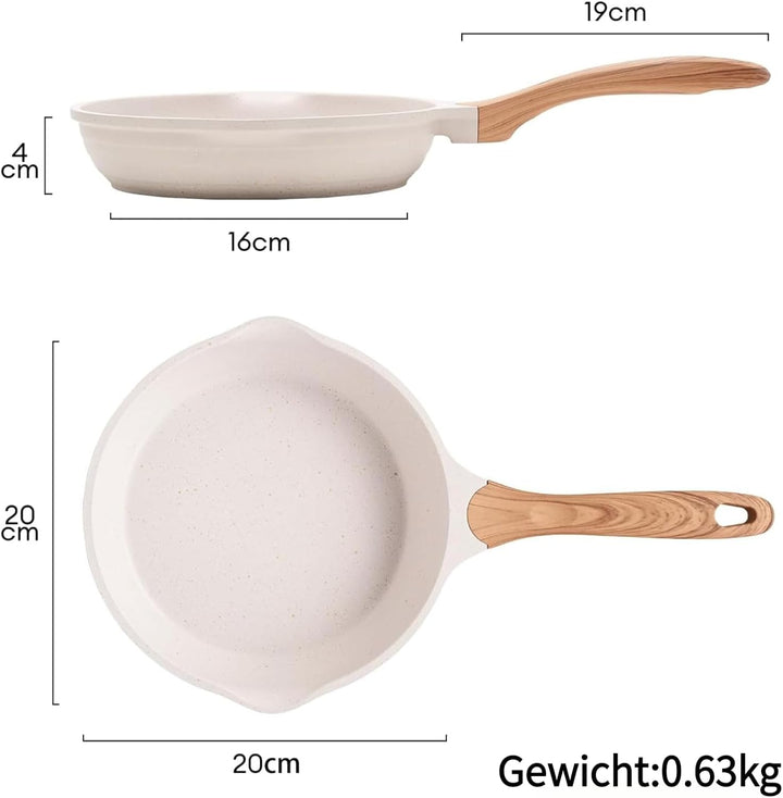 JEETEE Aluminium Bratpfanne 20cm, Pfanne mit Antihaftbeschichtung, Induktion Gas, beschichtete Bratp