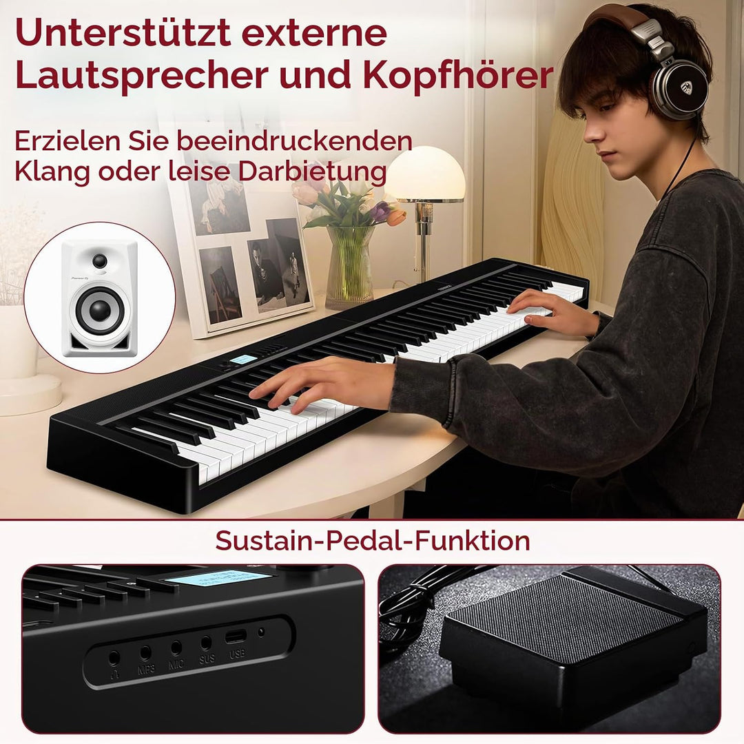 E Piano 88 Tasten: TERENCE Keyboard Piano 10W-Lautsprecher Faltbares E Piano 88 Tasten-Halbgewichtet