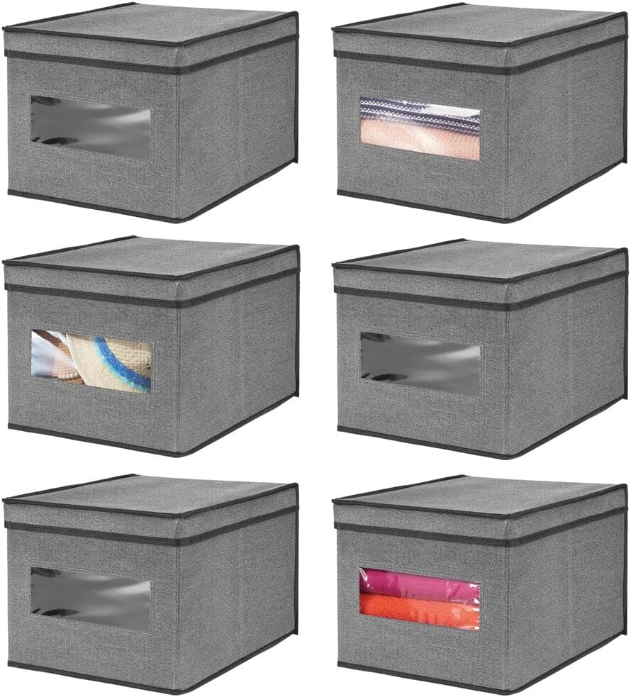 mDesign Stoffbox im 6er-Set – Aufbewahrungsbox aus Stoff – ideal zur Ablage von Kleidung und als Sch