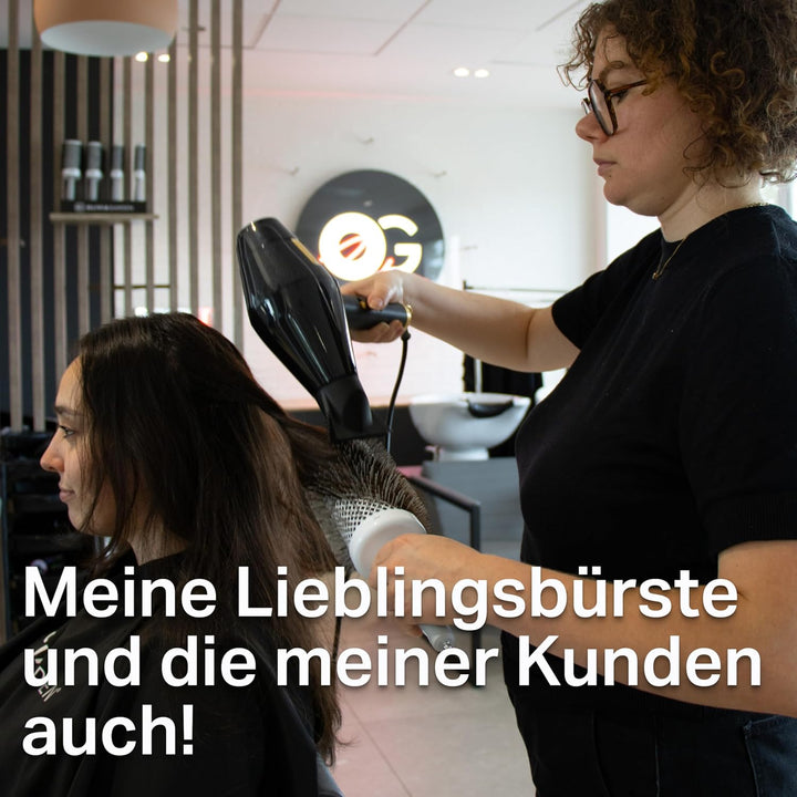 Olivia Garden Expert Blowout Speed – Weiss & Grau - 65 - Keramik-Rundbürste mit extra langem Barrel