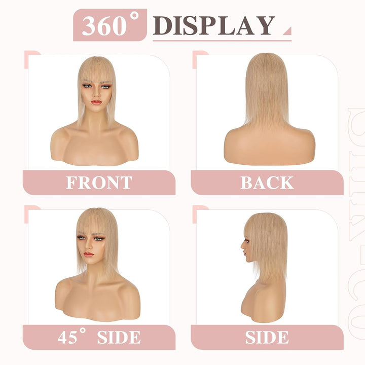 Silk-co Haarteile Echthaar Topper Extensions Echthaar Clip in Extensions Echthaar Glatt Toupet Haarv