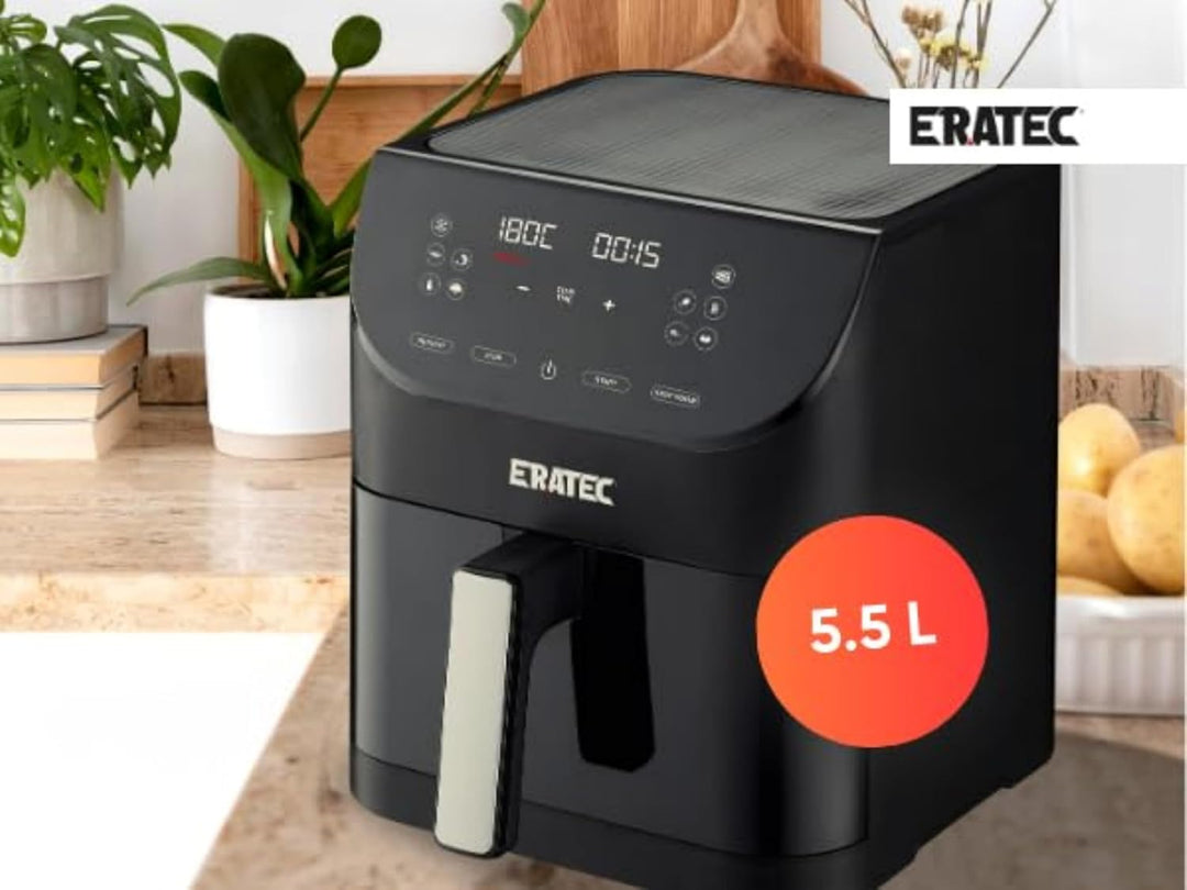 ERATEC AF-60 Heissluftfritteuse XXL 5,5L 1500W Air Fryer ohne Öl Heisluftfritöse mit LED Touchscreen