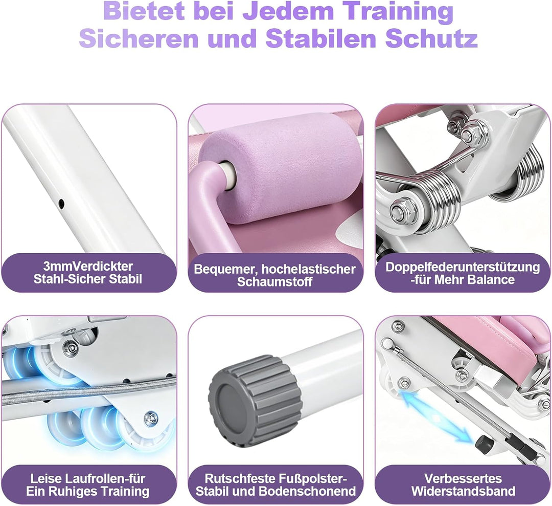 Bauchtrainer für Zuhause Klappbar Bauchmuskeltrainer, Multifunktionale Trainingsgerät für Ganzkörper