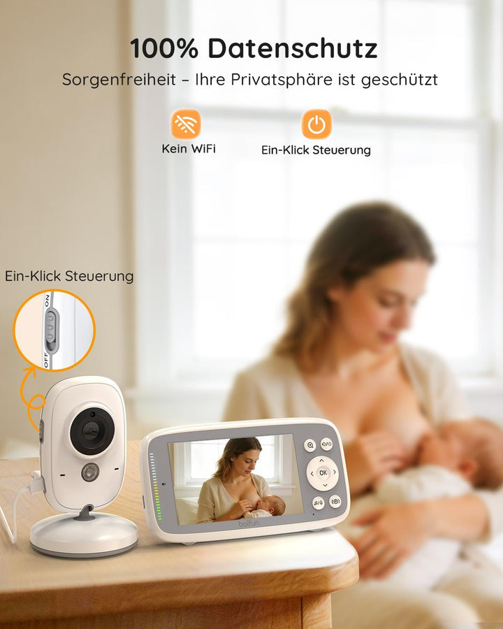 BOIFUN Babyphone mit 2 Kameras, VOX Nachtsicht Babyfon, Temperaturüberwachung, Gegensprechfunktion V