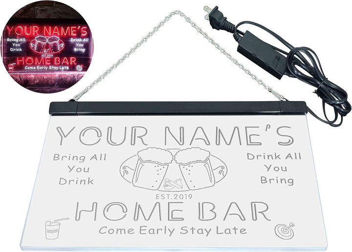 Personalized Your Name Est Year Theme Home Bar Beer Dual Color LED Barlicht Neonlicht Lichtwerbung N