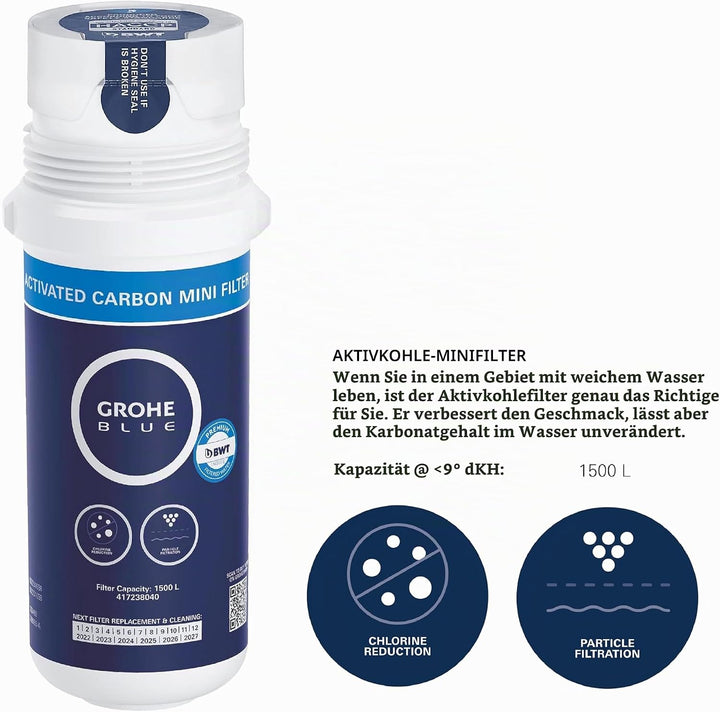 GROHE Blue Pure Start Curve - Einhand- Spültischarmatur Starter Set mit Filterfunktion (C-Auslauf, i