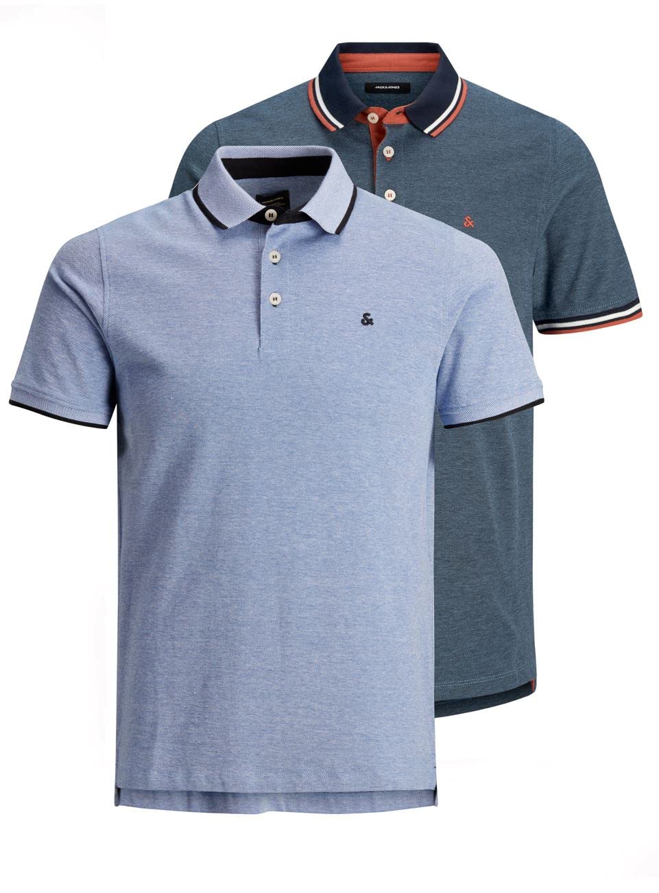JACK & JONES Herren Slim Fit Polo Shirt JJEPAULOS Uni Sommer Hemd Kragen Kurz Arm Basic Pique Cotton