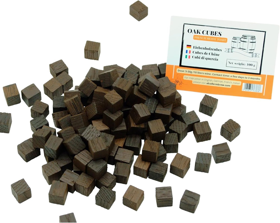 AlcoFermBrew Eichenholz Cubes Französisch 100g - Starkes Toasting, Eichenholz Chips, Kleine Eichen W