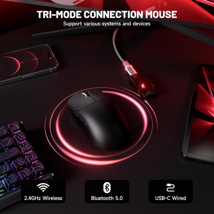 ATTACK SHARK X8 Serie Kabellose Gaming-Maus, 55–65 g Superleicht, PixArt PAW3395/3950 Sensor, BT/2.4