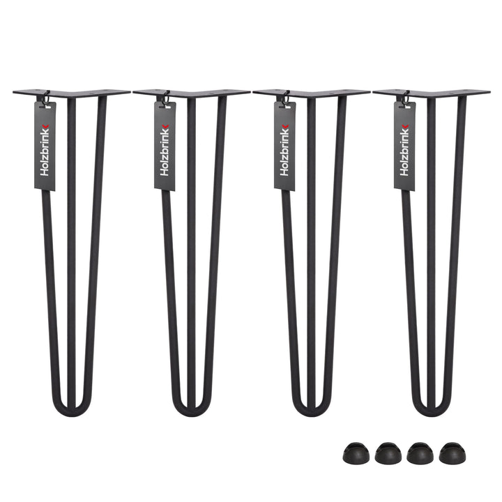 HOLZBRINK 4 x Hairpin Tischbeine Metall 3-Stangen, Hairpin Leg Möbelfuss, Schwarz, 43 cm, HLT-13A-43