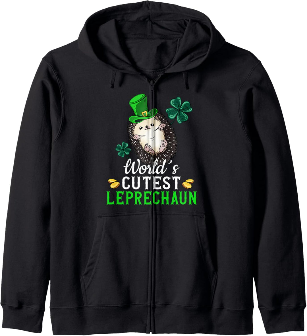 Irisch Weissbauchigel Igel St Patricks Day Kobold Leprechaun Kapuzenjacke
