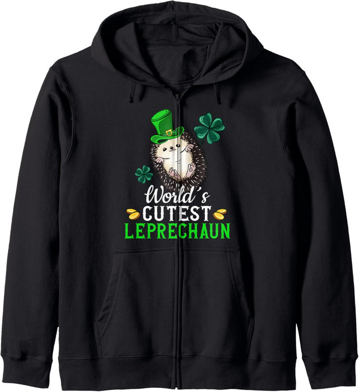 Irisch Weissbauchigel Igel St Patricks Day Kobold Leprechaun Kapuzenjacke