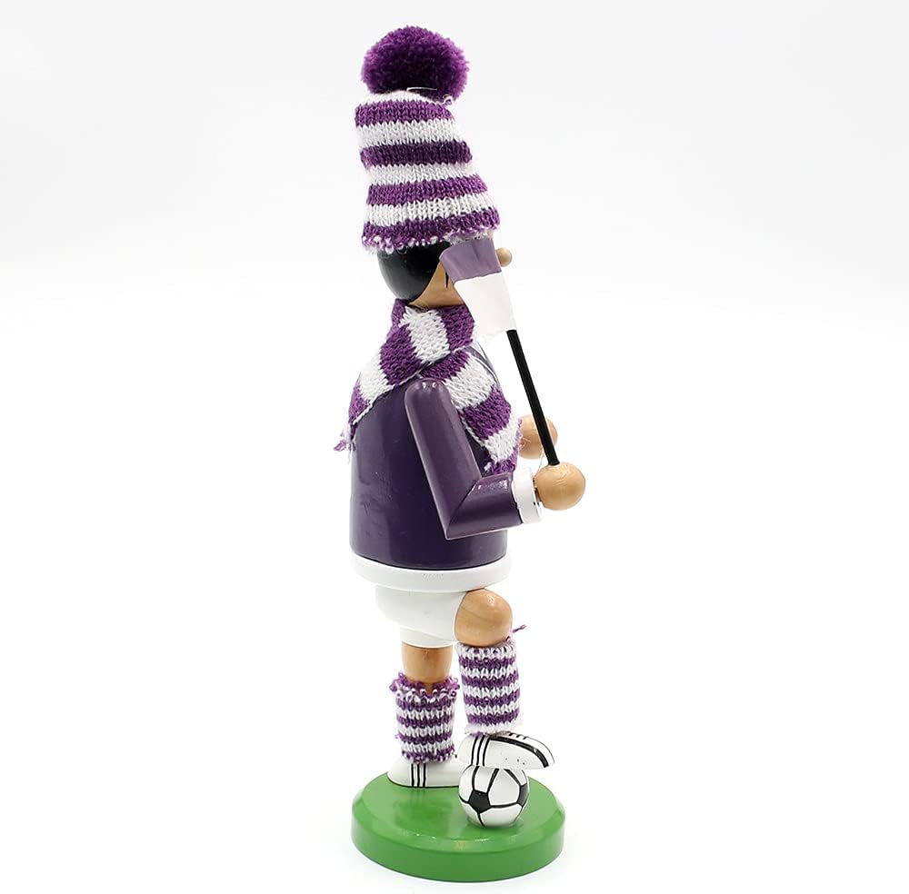 Dekohelden24 Räuchermann als Fussballer mit lila/weissem Outfit, ca. 20 cm, 520363, Lila/Weiss Lila