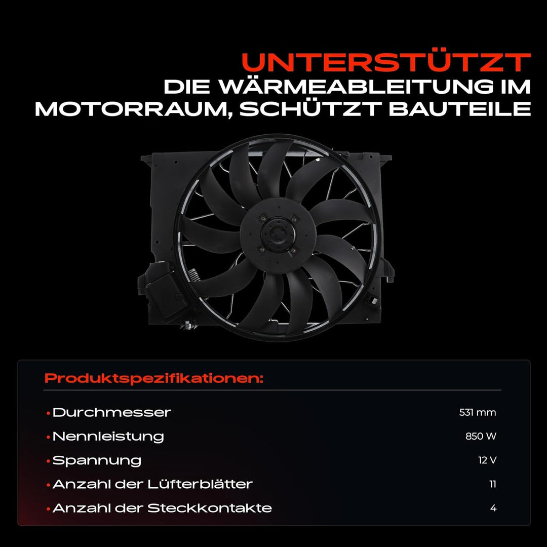 Kühlerlüfter Motorkühlung Lüfter für CLK C209 CLS C219 E-Klasse W211 S211 S-Klasse W221 C216 SLR R19