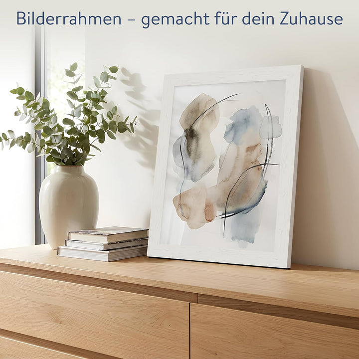 WANDStyle Bilderrahmen Strandhaus Stil 30x42cm DIN A3 I Farbe: Weiss I Fotorahmen I rustikaler Holzb