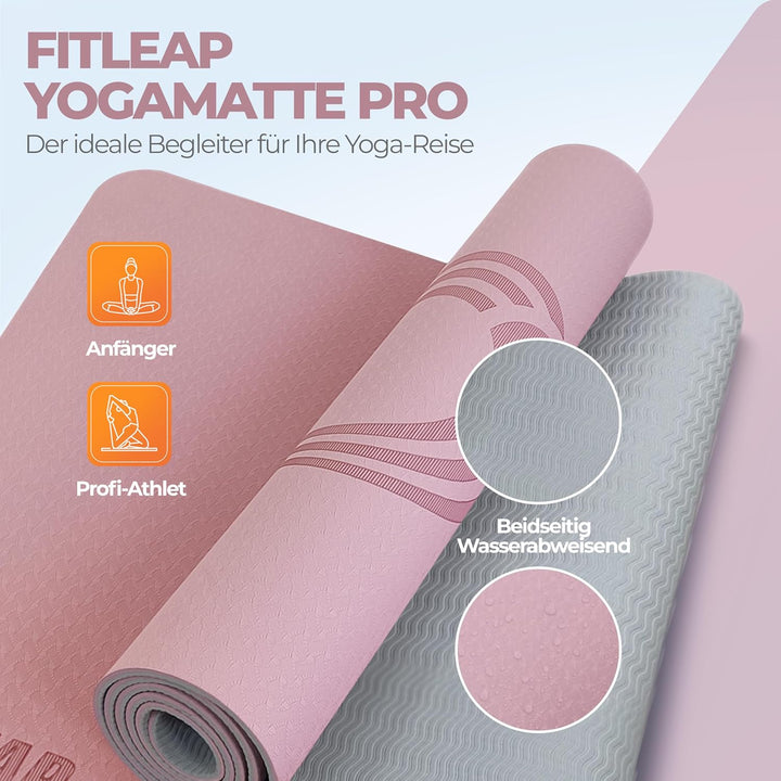 Fitleap Yoga Matte Pro aus umweltfreundlichem TPE-Schaum, sehr rutschfeste, schadstofffreie, hypoall