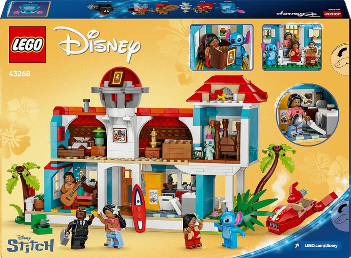 LEGO | Das Strandhaus aus „Lilo und Stitch“ - Spielzeug mit 6 Zimmern, Dachterrasse, Raumschiff und