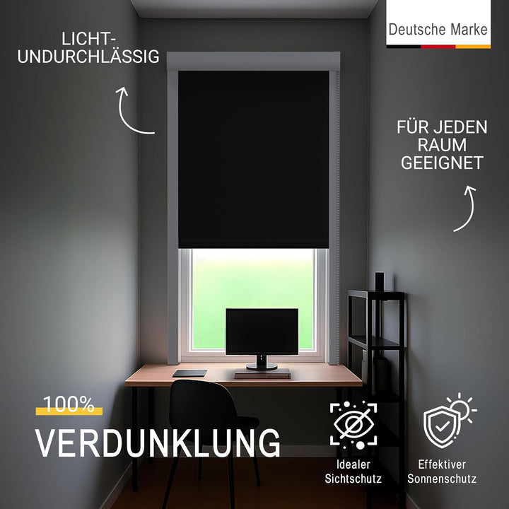 Sol Royal Kassettenrollo mit Führungsschiene SolReflect K24 60x175 cm Schwarz - Blackout Thermorollo