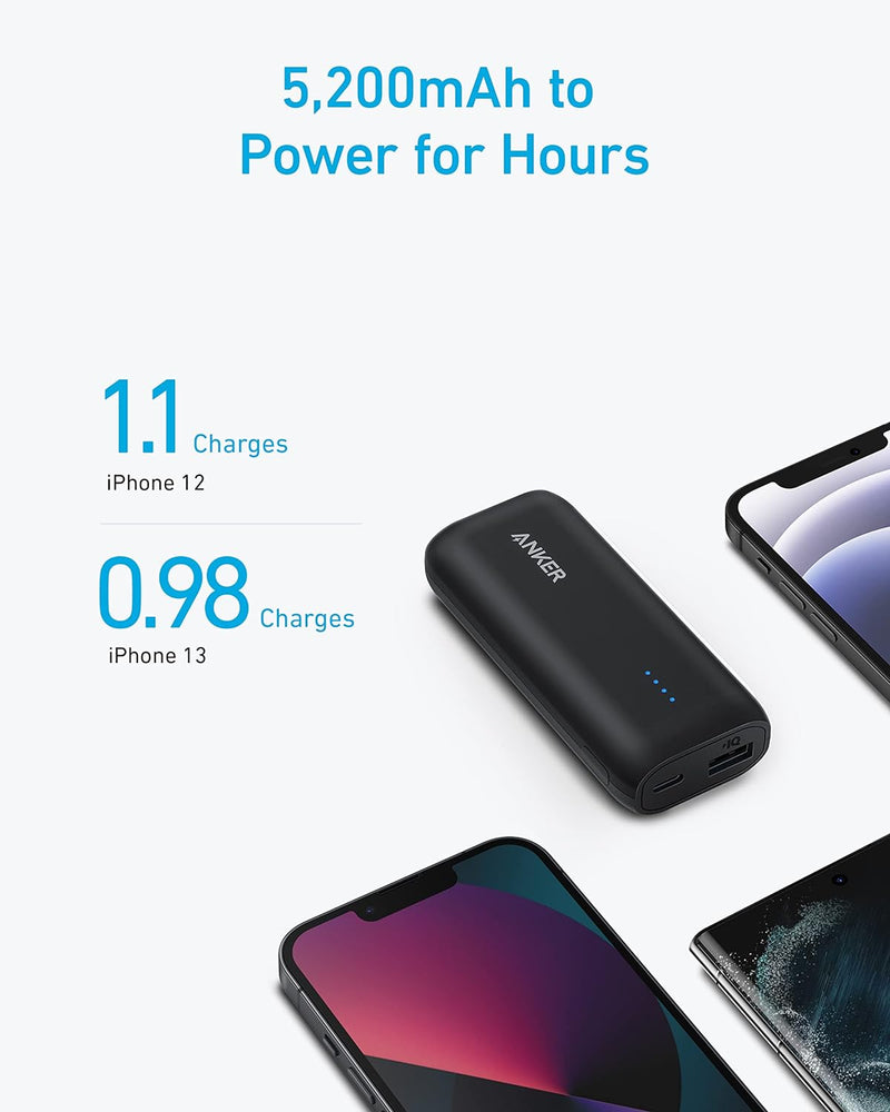 Anker 321 Powerbank (PowerCore 5K), 5200mAh externer Akku, Geeignet für iPhone Serien 12 und 13, Sam